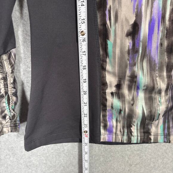 Marika Tek Top Medium Purple 1/4 Zip Base Layer Fleece Abstract Thumb Hole Artsy - Picture 6 of 11